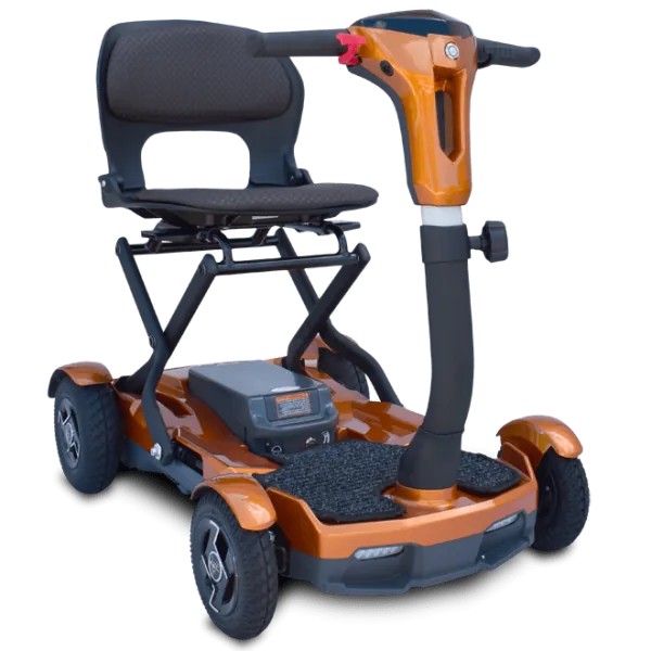 Metallic Gold Color of EV-Rider Teqno Heavy Duty Auto Folding Travel Mobility Scooter